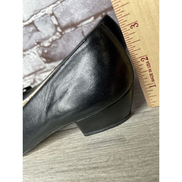 Salvatore Ferragamo Black Leather Gold Bow Designer VTG Heels Women Sz 6AAAA US - Picture 7 of 16